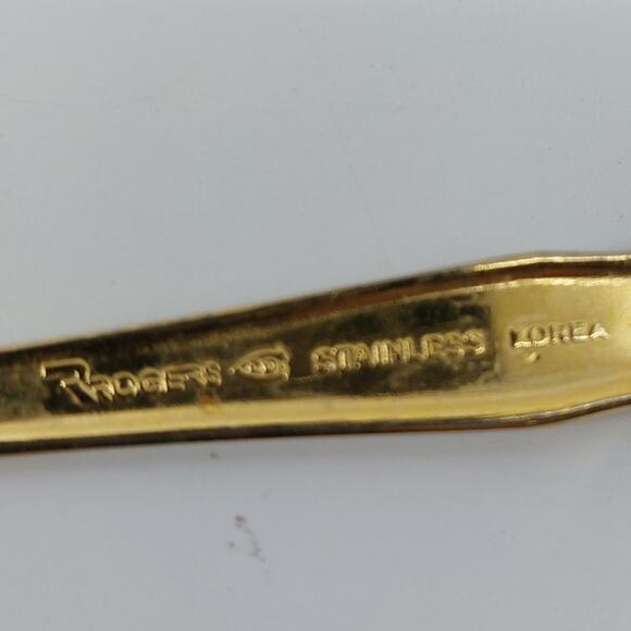 Rogers Stainless Korea Gold Tone Flatware Teaspoons Flatware 15 Pcs - Picture 3 of 10